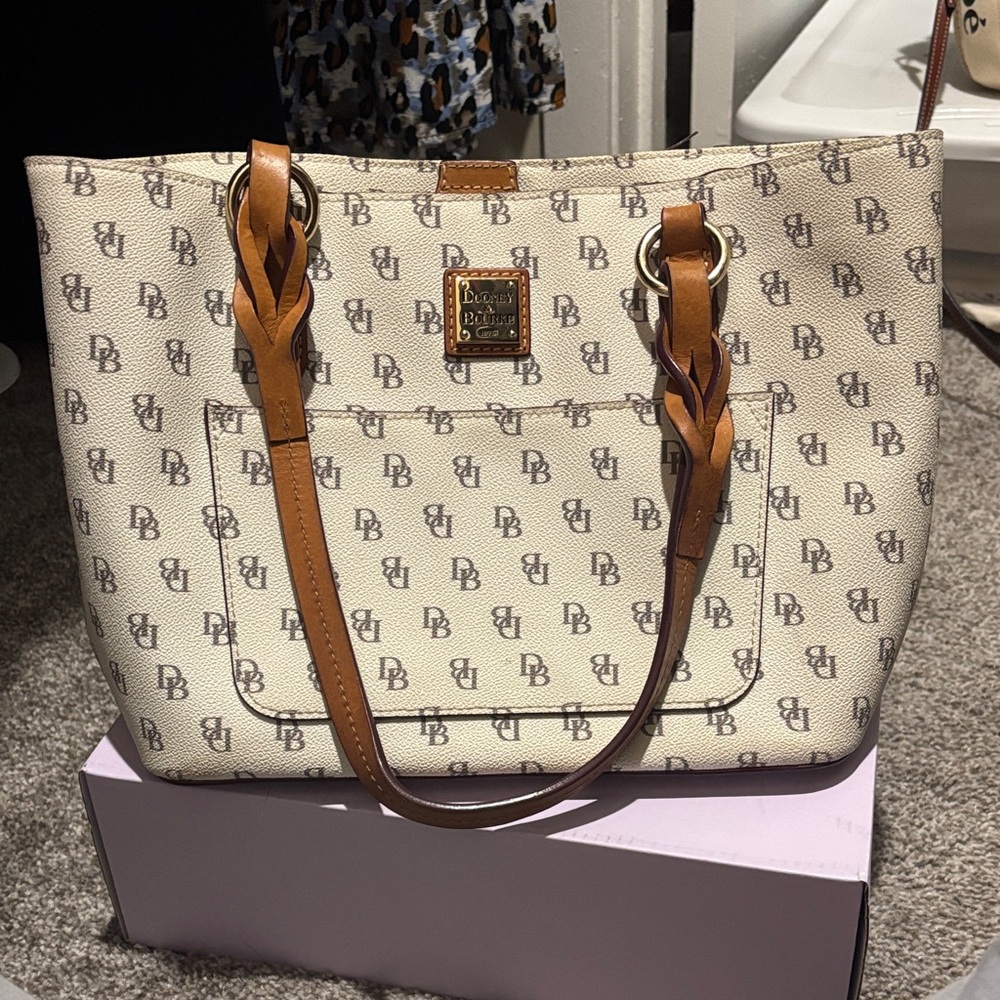 Dooney & Bourke Monogram Cream and Brown Tote
